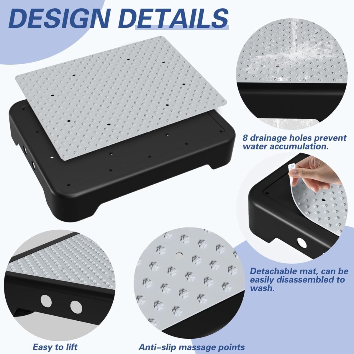 SOYO Mobility One Step Stool, Heavy Duty Indoor Outdoor Non-Slip Small Step Platform Assistive Device for Adult Elderly, Standing Support and Step Riser for Car, Bed, Door, Stair, Bathroom, Black-Gray - Image 3