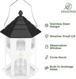 Kingsyard Metal Bird Feeder for Outdoor Hanging, Wild Bird Feeders with Circular Perch, Easy to Clean & Refill, 4 lbs Large Seed Capacity, White - Image 3