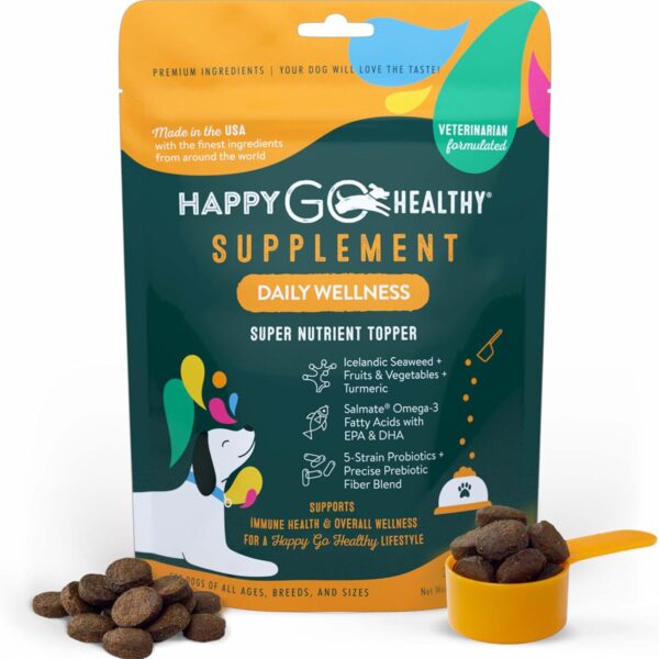 Daily Wellness Supplements for Dogs | Boosts Immune System Support and Digestive Gut Health for Dogs and Puppies | All Natural Ingredients Tasty Kibble Dog Food Topper | 21 Count Pack