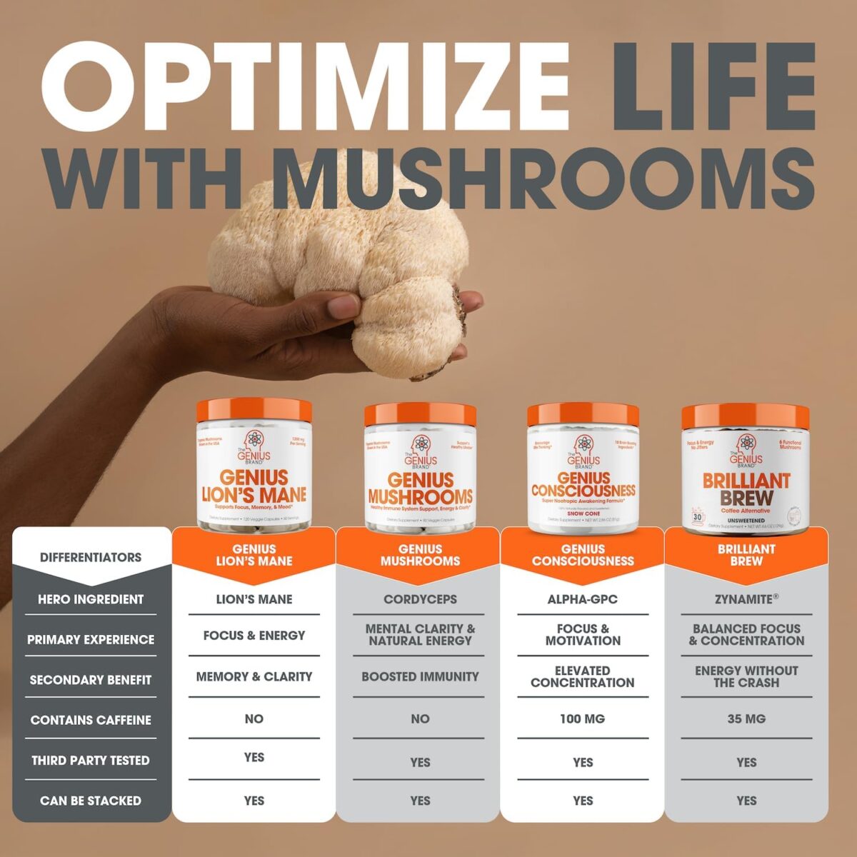 Genius Lion’s Mane Supplement Capsules – Organic Full Spectrum Mushrooms for Cognition, Focus & Memory – 1,200mg Per Serving, 120 Count (60 Servings) – Grown in The USA - Image 7