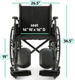 Medline Comfortable Folding Wheelchair with Swing-Back, Desk-Length Arms and Elevating Footrests, 18”W x 16”D Seat - Image 6