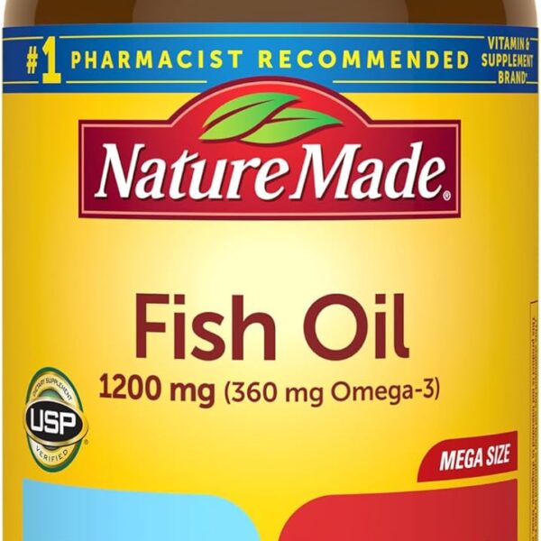 Nature Made Fish Oil 1200 mg Softgels, Fish Oil Supplements, Omega 3 Fish Oil for Healthy Heart Support, Omega 3 Supplement with 230 Softgels, 115 Day Supply