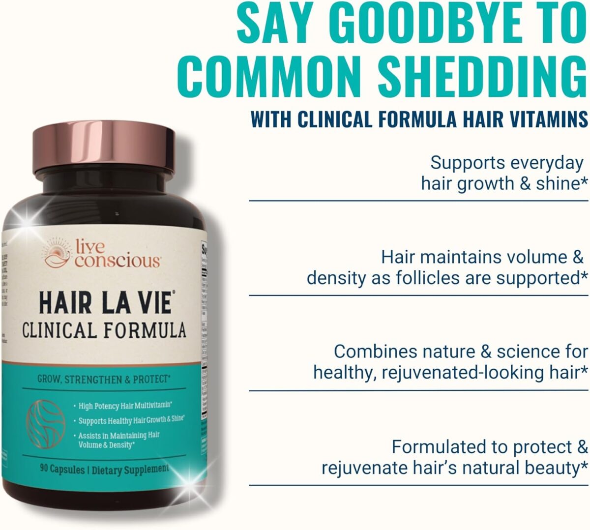Hair La Vie Live Conscious Clinical Formula Hair Growth Vitamins for Women and Men w/Biotin 5000mcg, Collagen & Saw Palmetto (Pack of 1) - Image 5