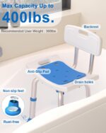 Shower Chair for Inside Shower with Removable Back, FSA/HSA Eligible 400 lbs Heavy Duty Bath Seat for Bathtub, Safety Bath Stool for Seniors and Disabled - Image 2