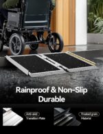 FACHNUO 2 Feet Portable Wheelchair Ramp, Non-Skid Aluminum Handicap Ramps with Handle, Folding Threshold Wheel Chair Ramp for Home Steps, Stairs, Entry, Threshold, Doorways, Scooter, 800LBS Capacity - Image 4