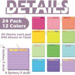 Yinder 24 Pcs Inspirational Sticky Notes with Lines Cute Motivational Sticky Notes Pad Employee Appreciation Gifts Bulk for Teacher Nurse Coworkers Office Supplies 3 x 3''(Dark Color,Appreciation) - Image 2