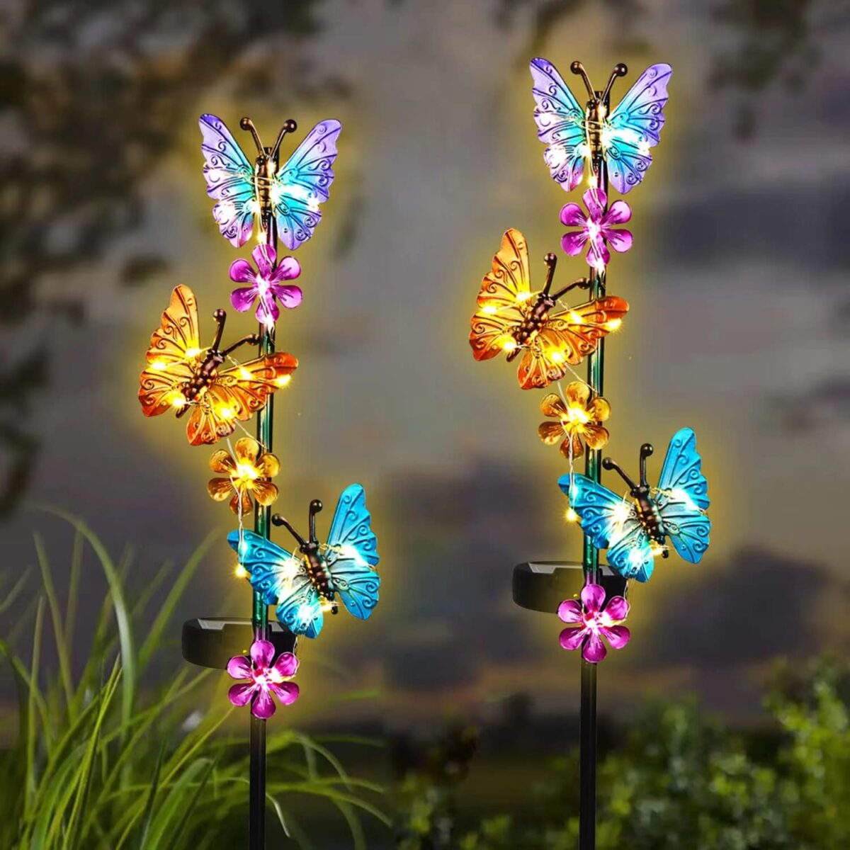Solar Lights Outdoor Waterproof Garden Butterfly Light Decorative Solar Stake Lights with Butterflies Decor for Garden Yard Lawn Patio Pathway(2 Pack) - Image 1
