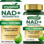 NAD+ Supplement 2000 mg - 120 Capsules True NAD+ & Resveratrol, NMN Alternative Supports Anti-Aging, Cellular Energy & Repair, Metabolism & Brain Boost for Men & Women