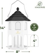 Kingsyard Metal Bird Feeder for Outdoor Hanging, Wild Bird Feeders with Circular Perch, Easy to Clean & Refill, 4 lbs Large Seed Capacity, White - Image 5