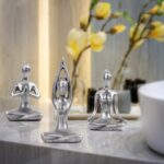 Leekung Yoga Meditation décor,Yoga Pose Statue Home Decoration,Zen Yoga Figurine for Spiritual Room, Set of 3 Yoga Gift Antique Silver Color - Image 3