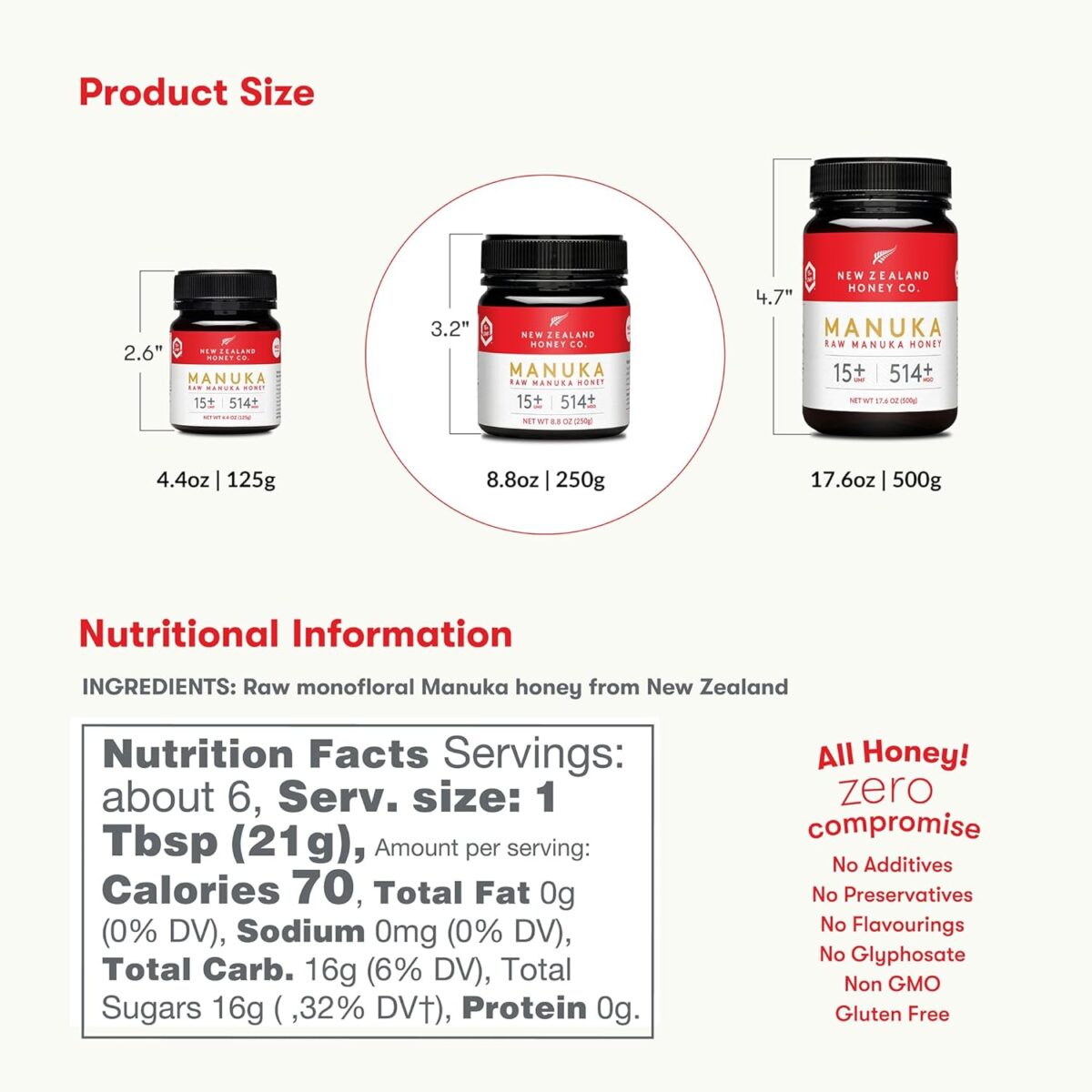 New Zealand Honey Co. Raw Manuka Honey UMF 15+ | MGO 514+, UMF Certified / 8.8oz - Image 3
