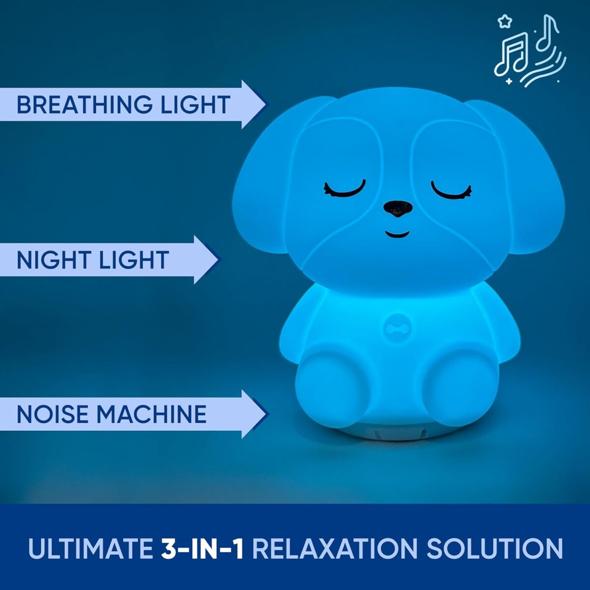 Mindfulness 'Breathing Puppy' | 4-7-8 Guided Visual Meditation Breathing Light | 3 in 1 Device with Night Light & Noise Machine for ADHD Anxiety Stress Relief Sleep - Gift for Kids Adult Women Men - Image 6