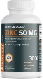 Bronson Zinc 50 MG High Potency One Year Supply Supports Immune, Antioxidant & Skin Health - Non-GMO, 360 Vegetarian Tablets - Image 5