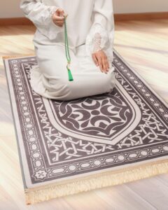 Thick Prayer Mat, Soft Muslim Prayer Rug Islam Men Women, Praying Mat with Islamic Prayer Beads for Muslim Eid Travel Ramadan Gifts, Qibla(Black) - Image 5