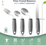 4-Piece Adaptive Utensils Set - 42° Angled Parkinsons Utensils, 2.5 oz Weighted Utensils for Hand Tremors and Parkinsons Patients, Weighted Silverware for Hand Tremors (Grey: Right-Handed) - Image 5
