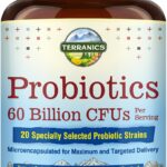 Terranics Probiotics 60 Billion CFU, 20 Strains, 60 Veg Capsules, Prebiotics & Probiotics, Shelf Stable Probiotic Supplement for Men & Women, Digestive & Immune Health, Non-GMO, NO Soy, Dairy & Gluten