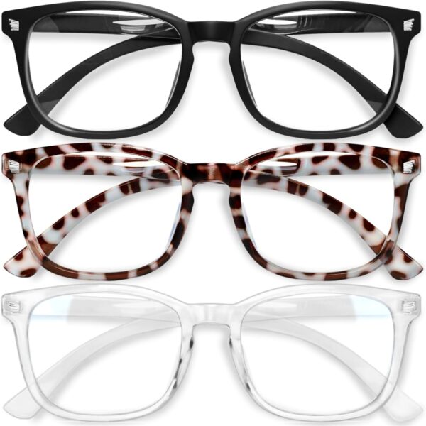 Gaoye Stylish Blue Light Glasses for Woman - Computer Glasses 99% Blue Light Blocking - Lightweight TR90 Frames - 3 pack