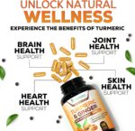 Turmeric Curcumin Supplement 1950mg with Organic Turmeric & Ginger, 95% Curcuminoids, BioPerine Black Pepper for Best Absorption, Nature's Vegan Joint Support, Non-GMO, Bottled in USA - 240 Capsules - Image 7