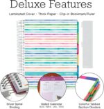 Aug 2024-Jul 2025 Deluxe Teacher Planner Notebook 8.5x11 Daily Weekly Monthly Organizers with 7 Periods, Pocket Folder, Dated Calendar, Page Tabs, Bookmark and Planning Stickers (Watercolor Stripes) - Image 2