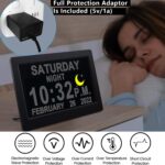 【2025 New】Digital Clock with Voice-Talking Date and Week, 19 Alarms Custom Reminders, Calendar Clock for Dementia, Auto DST, 10-Levels Auto Dimming, 8 Colors, Talking Time, 7" BLACK with 1.5M Adaptor - Image 6
