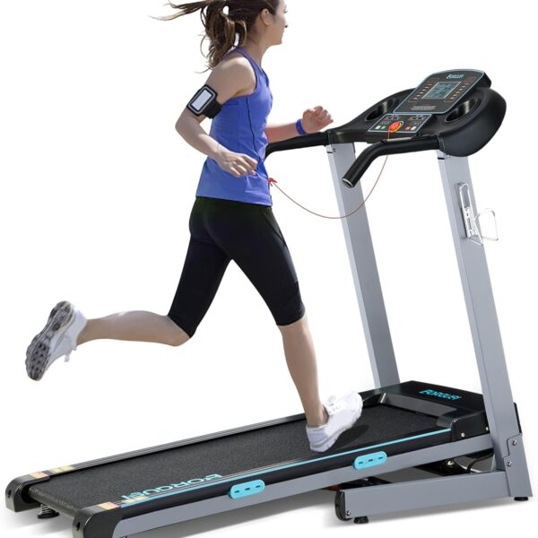 Treadmill with Auto Incline - 300 lb Capacity, 3.0HP Folding Electric Treadmill Up to 8.5 MPH Speed, Running Machine with 17.5" Wide Tread Belt and Bluetooth Speaker for Home Use