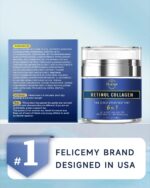 Retinol Cream for Face, Face Moisturizer with Collagen & Hyaluronic Acid, Anti Aging Neck Cream for Tightening Skin, Facial Creams Day & Night for Women and Men 1.7 Fl Oz - Image 8