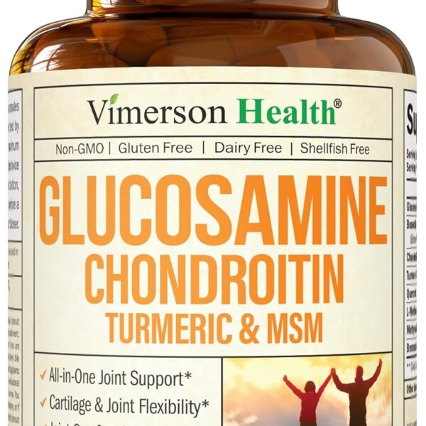 Glucosamine Chondroitin MSM and Turmeric Supplement - Joint Support Supplement for Women & Men with Boswellia & Glucosamine Sulfate 1500 mg. Used for Cartilage & Joint Health & Flexibility 90 Capsules