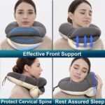 BUYUE Travel Neck Pillows for Airplanes, 360° Head Support Sleep for Long Flight, Skin-Friendly & Breathable, Kit with 3D Contoured Eye Mask, Earplugs and Storage Bag (Adult, Grey, 90+ lbs) - Image 2