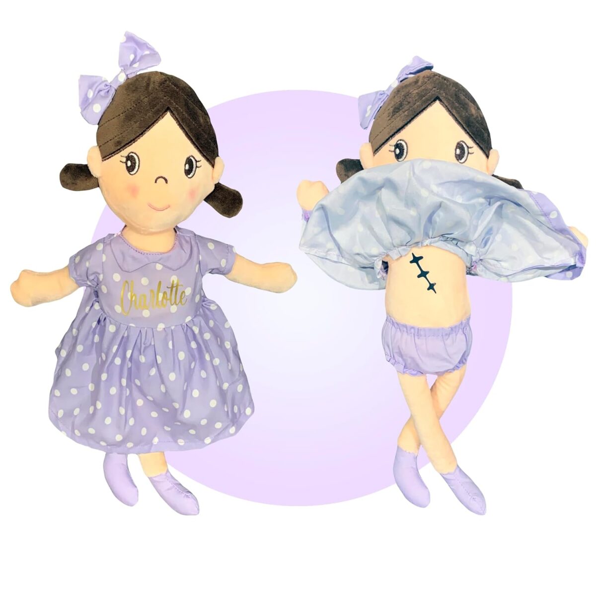 Heart Surgery Gift for Kids - Personalized Surgery Baby Doll - Heart Anniversary Gifts - Great Heart Surgery Gift - Confidence Building Tool - Baby Heart Warrior Gifts by Kikilishop (Lavender Dress) - Image 4