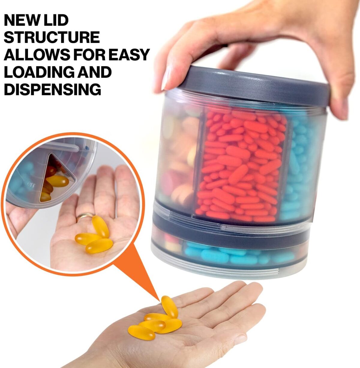 Monster Supplement Medication Pill Dispenser with 10 Adjustable Compartments - Extra Large Pill Bottle - Easy to Dispense (Monster Fit 10) - Image 6