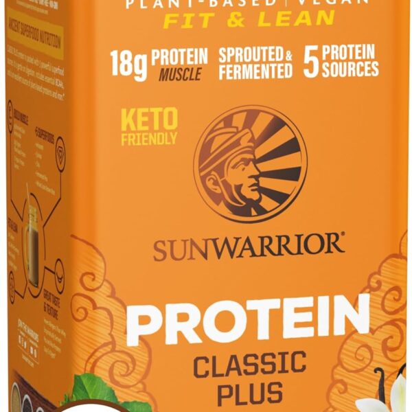 Sunwarrior Vegan Organic Protein Powder Plant-Based | 5 Superfood Quinoa Chia Seed Soy Free Dairy Free Gluten Free Synthetic Free Non-GMO | Vanilla 30 Servings | Classic Plus