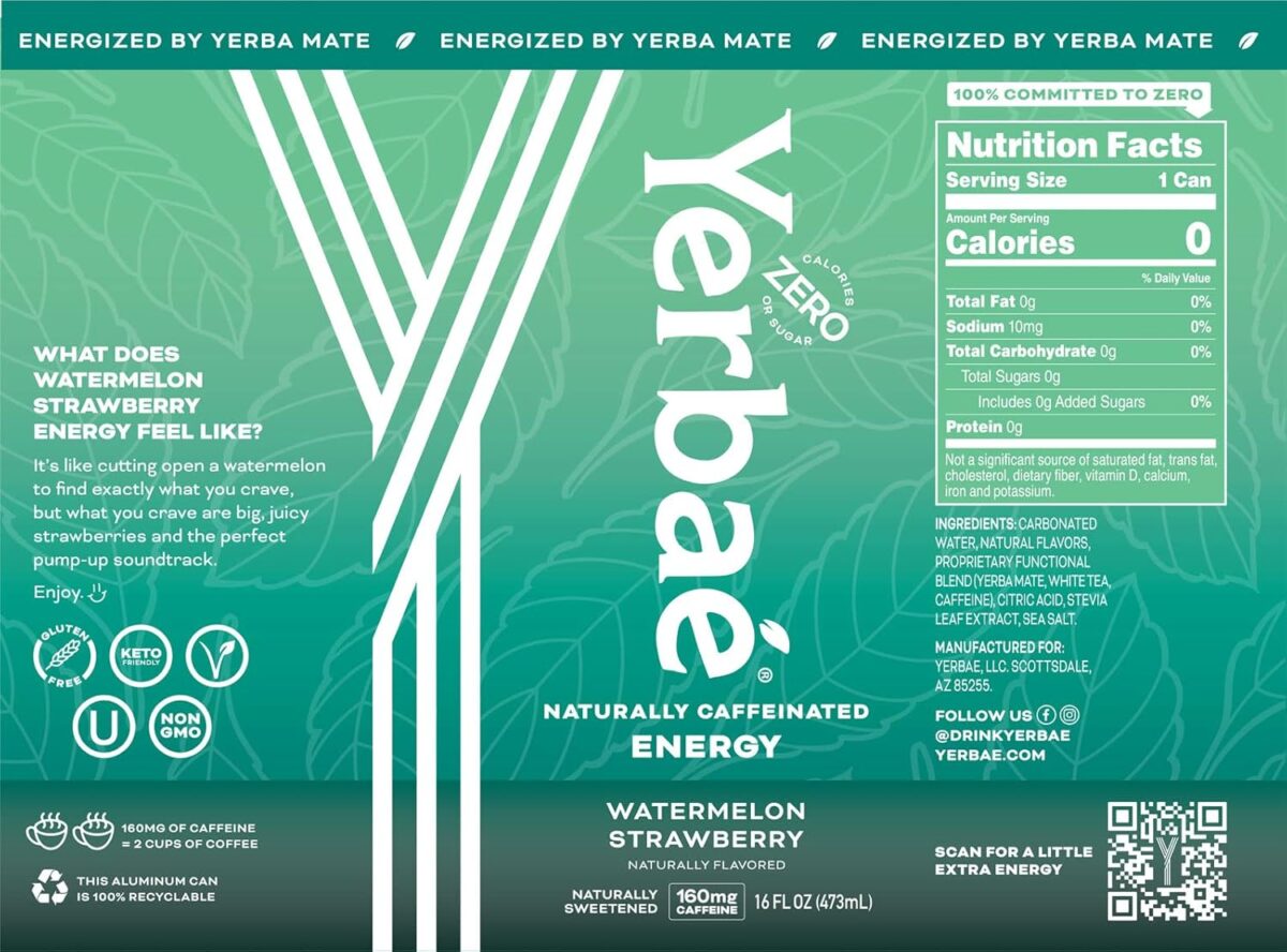 Yerbaé Energy Beverage - Variety Power Pack, 0 Sugar, 0 Calories, 0 Carbs. Yerbae is Energized by Yerba Mate, Plant-Based, Healthy Alternative to Sugary Energy Drinks, 16oz cans (12 Pack) - Image 7