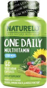 NATURELO Mens Multivitamins - One Daily Multivitamin for Men with Vitamins, Minerals & Organic Whole Foods, Boost Energy & Health, Non-GMO, 60 Vegetarian Capsules