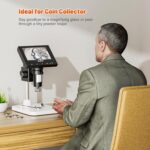 Elikliv Microscope, LCD Digital Coin Microscope 1000x, Coin Magnifier with 8 Adjustable LED Lights, PC View Compatible with Windows/MacBook, EDM4, 4.3 Inch - Image 5