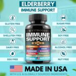 Elderberry Immune Support Supplement 8-in-1 Formula with Echinacea, Vitamin C & Zinc, Vitamin D 5000 IU, Turmeric, Ginger, Ashwagandha – 60 Capsules - Image 4