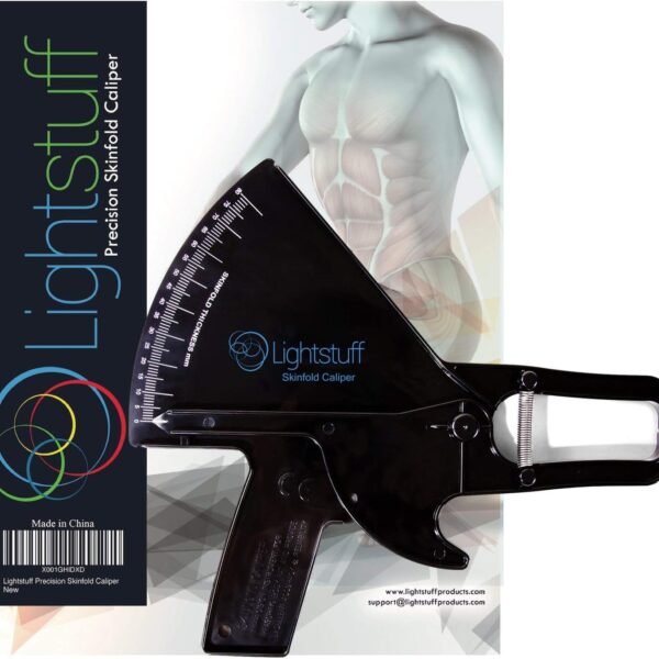 Lightstuff Precision Skinfold Caliper - Easy, Reliable Tool for Monitoring Body Fat - Quick Start Guide for Beginners, Detailed Booklet for Advanced Users - Measures up to 80mm in Skin Fold Thickness