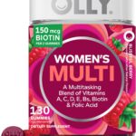 OLLY Women's Multivitamin Gummy, Vitamins A, D, C, E, Biotin, Folic Acid, Adult Chewable Vitamin, Berry Flavor, 65 Day Supply - 130 Count