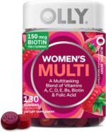 OLLY Women's Multivitamin Gummy, Vitamins A, D, C, E, Biotin, Folic Acid, Adult Chewable Vitamin, Berry Flavor, 65 Day Supply - 130 Count