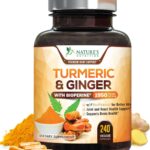 Turmeric Curcumin Supplement 1950mg with Organic Turmeric & Ginger, 95% Curcuminoids, BioPerine Black Pepper for Best Absorption, Nature's Vegan Joint Support, Non-GMO, Bottled in USA - 240 Capsules