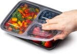 Ez Prepa [20 Pack] 32oz 3 Compartment Meal Prep Containers with Lids - Bento Box - Plastic - Stackable, Reusable, Microwaveable & Dishwasher Safe - Image 8