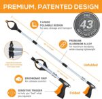 EZPIK Pro 43" Foldable Grabber Reacher Tool for Seniors - Grabbers for Elderly Reaching Tool Heavy Duty Pickup Trash Picker Upper Equipment - Claw Grabber Stick for Reaching Aids, Weed Gripper - Image 6