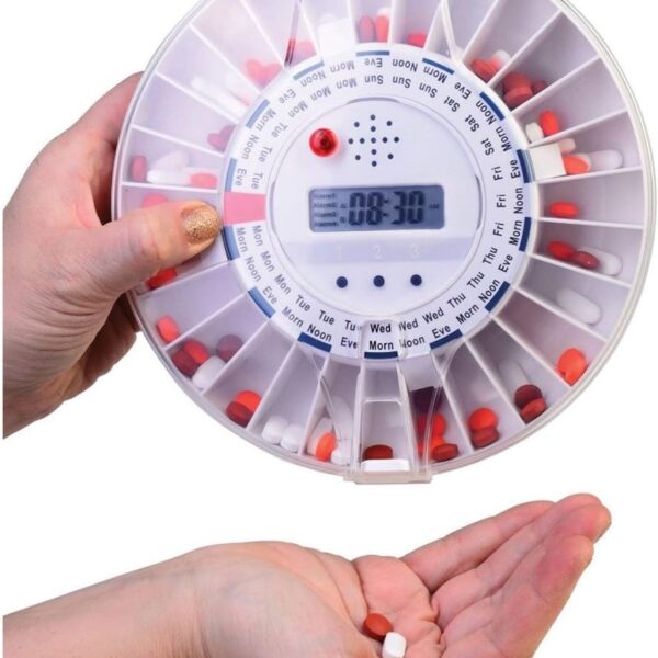Auto Pill Automatic Pill Dispenser - 28 Compartments - Portable - White