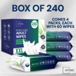 Adult Wipes For Elderly - 8"x13" 240ct (4 Packs of 60) Huge & Soft Non-Flushable Body Wipes for Adults Bathing No-Rinse - Incontinence Disposable Washcloths, Vitamin E & Aloe Infused Shower Wipes. - Image 7