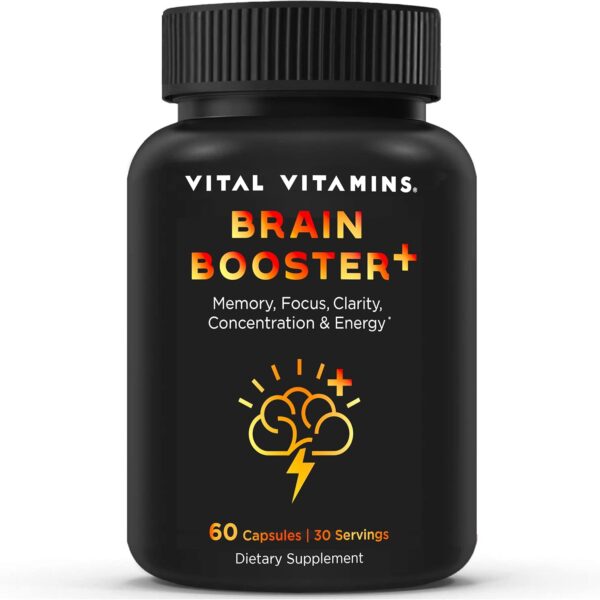 Vital Vitamins Nootropic Brain Supplement Plus - for Memory, Focus, Concentration, Neuro Energy, Clarity - with Lion's Mane Mushrooms - 60 Capsules