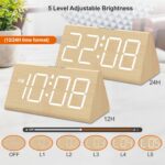 DreamSky Wooden Digital Alarm Clocks for Bedrooms - Electric Desk Clock with Large Numbers, USB Port, Battery Backup Alarm, Adjustable Volume, Dimmer, Snooze, DST, 12/24H, Wood Décor (White) - Image 4