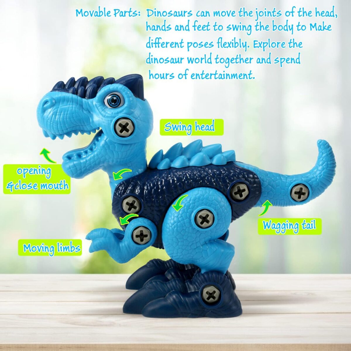 FREE TO FLY Dinosaur Toys for Kids 3-5: Take Apart STEM Learning Toys, Building Construction Sets with Electric Drill, Birthday Gifts for Boys Girls Age 4 5 6 7 8 Year Old - Image 3