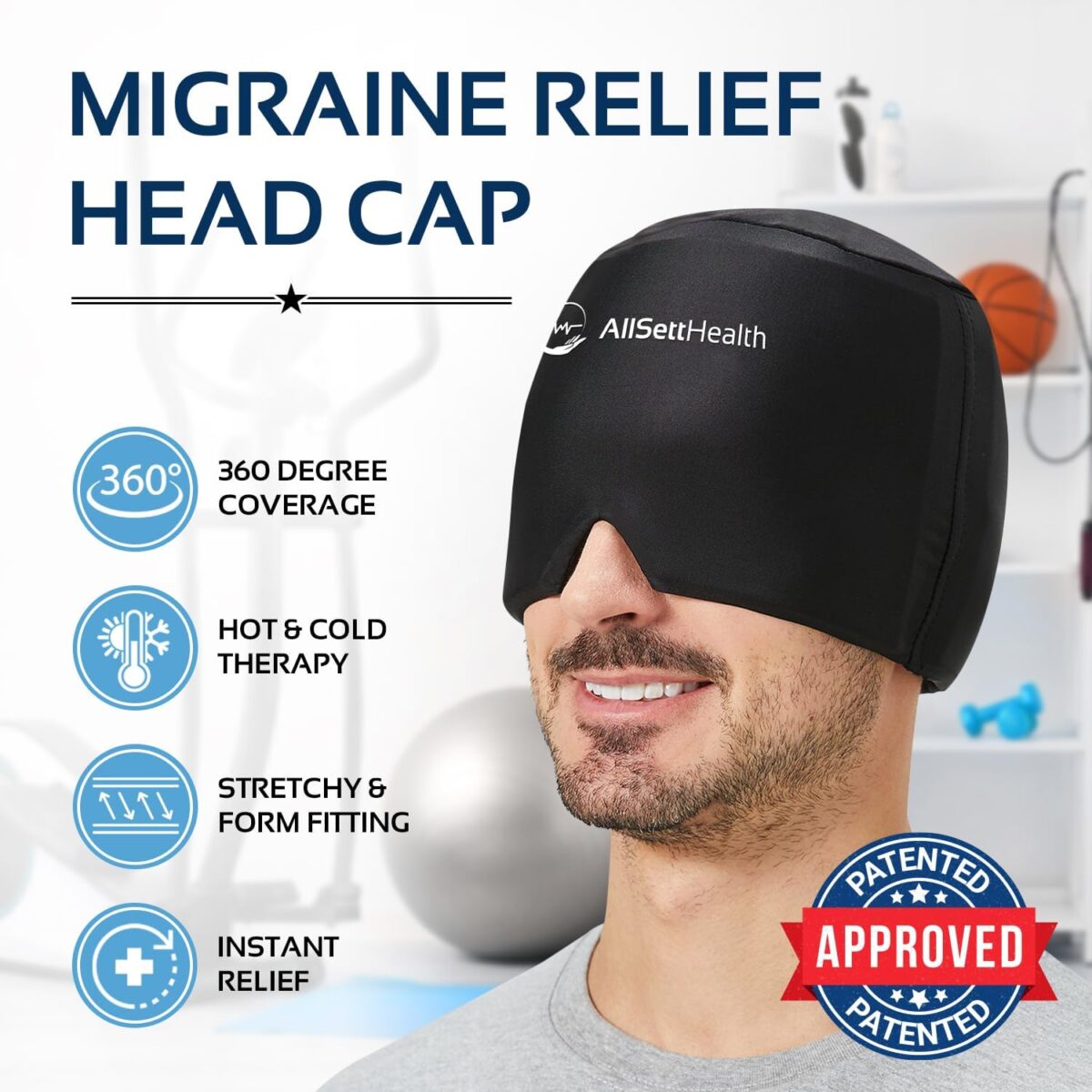 Patented Form Fitting Migraine Relief Ice Head Wrap | Headache and Migraine Hat | Hot and Cold Therapy for Puffy Eyes, Tension, Sinus and Stress Relief - Image 2