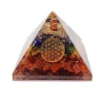 Seven Chakra Orgone Crystal Pyramid with Flower of Life Symbol for Reiki Healing, Chakra Balancing, Aura Cleansing, Energy Generator, Yoga Meditation Size: 60-70 MM - Image 2
