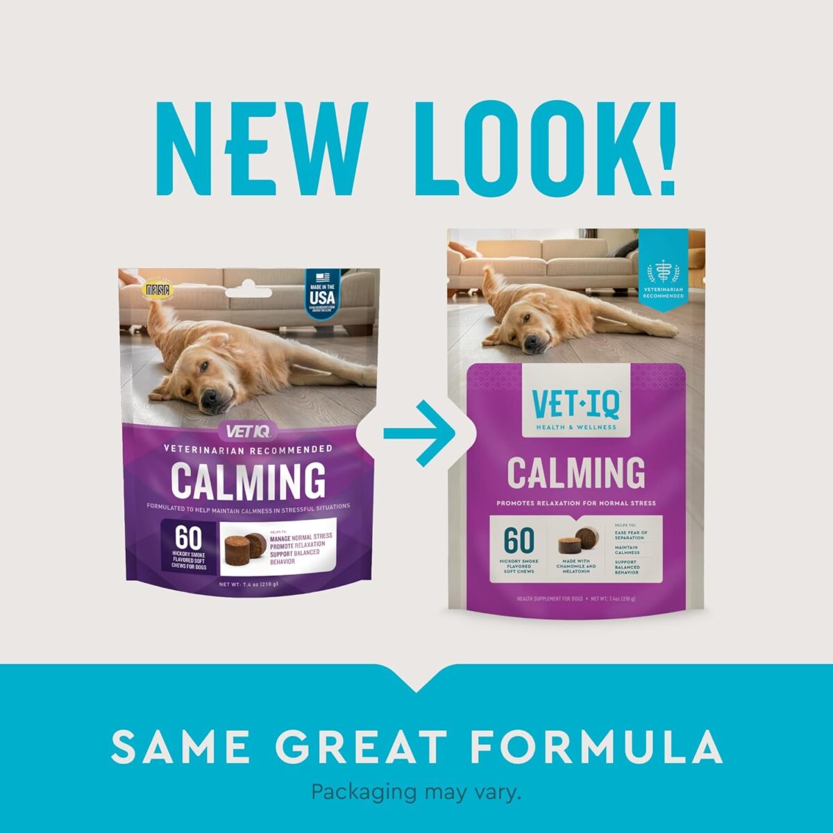 VetIQ Calming Support Supplement for Dogs, Calming Chews Help Manage Stress and Promote Relaxation, Anxiety Relief for Dogs, Made in The USA, 60 Count - Image 2
