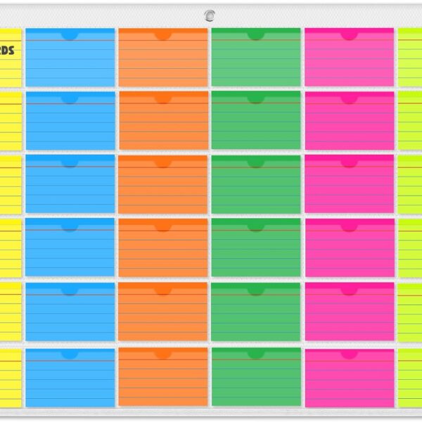 3" x 5" Index Card Holder Sleeve - 36 Card Slots Organizer for Office, Classroom, and Home - Pocket Chart Perfect for Studying, Workflow Tracking, Presentations, and Organization